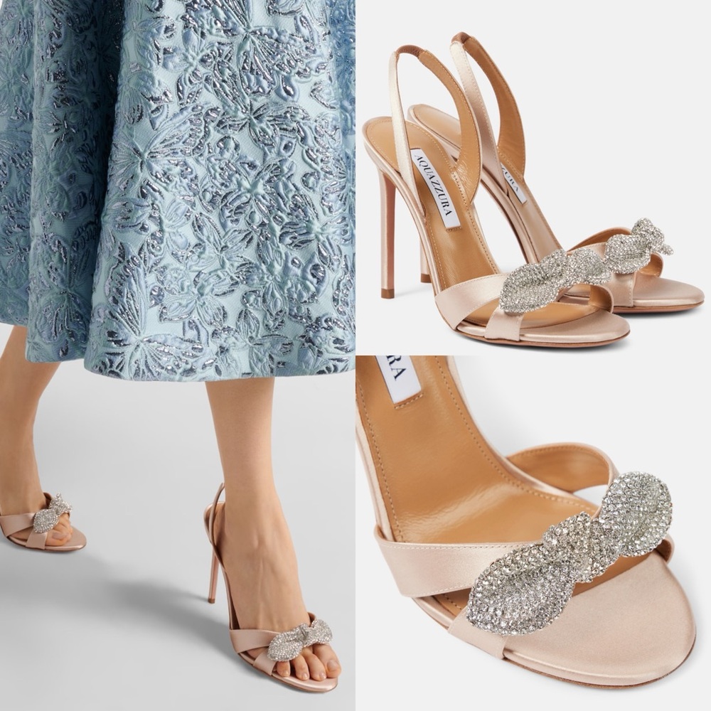 New AQUAZZURA Very Bow Tie embellished satin sandals 40.5 $1,195